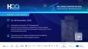 Save the Date – HellasQCI Winter School (Training Workshop) 2025, “Quantum Key Distribution and Space-Based QKD”, 26–28 November 2025 | Thessaloniki, Greece