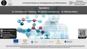 “A Practical Guide to LLM Deployment and RAG Systems” by EuroCC Cyprus, in collaboration with EuroCC@Greece, on September 10th, 2025